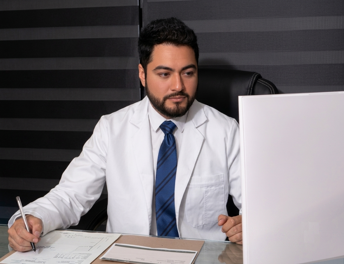 Dr. Andrés Espinosa realizando cirugía en quirófano con equipo médico de vanguardia